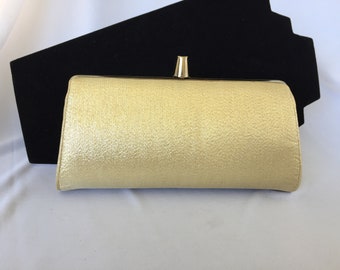 Vintage, Hard Body, Gold Metallic Lame Clutch/Wristlet