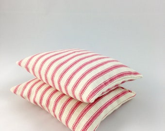 Organic Lavender Pillows - Set of Two Lavender Sachets - Organic Lavender Sachets - Candy Pink Ticking
