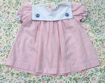 Vintage Sailor Dress 12months 1990s Baby Girl