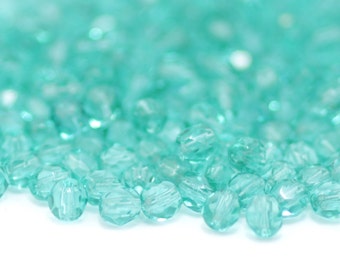50 pieces of teal 4 mm fire polished czech crystal beads (CZ04-17)