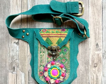 Gypsy leather Hip Bag, Festival Bag, boho fanny pack, waist bag by Dazzling Gypsy Queen