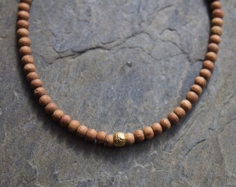 Sandalwood bracelet, yoga sandalwood bracelet, wood beaded bracelet, sandalwood gold bracelet, stacking gold bracelet, layering bracelet
