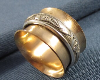 14k Goldfill and Sterling Floral Spinner Ring