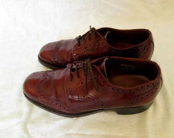 Mens Brown Leather Wingtip Derby Open allacciatura Brogues scarpe UK Sz 6 / 6 1/2 US usato stato fatto nel Regno Unito
