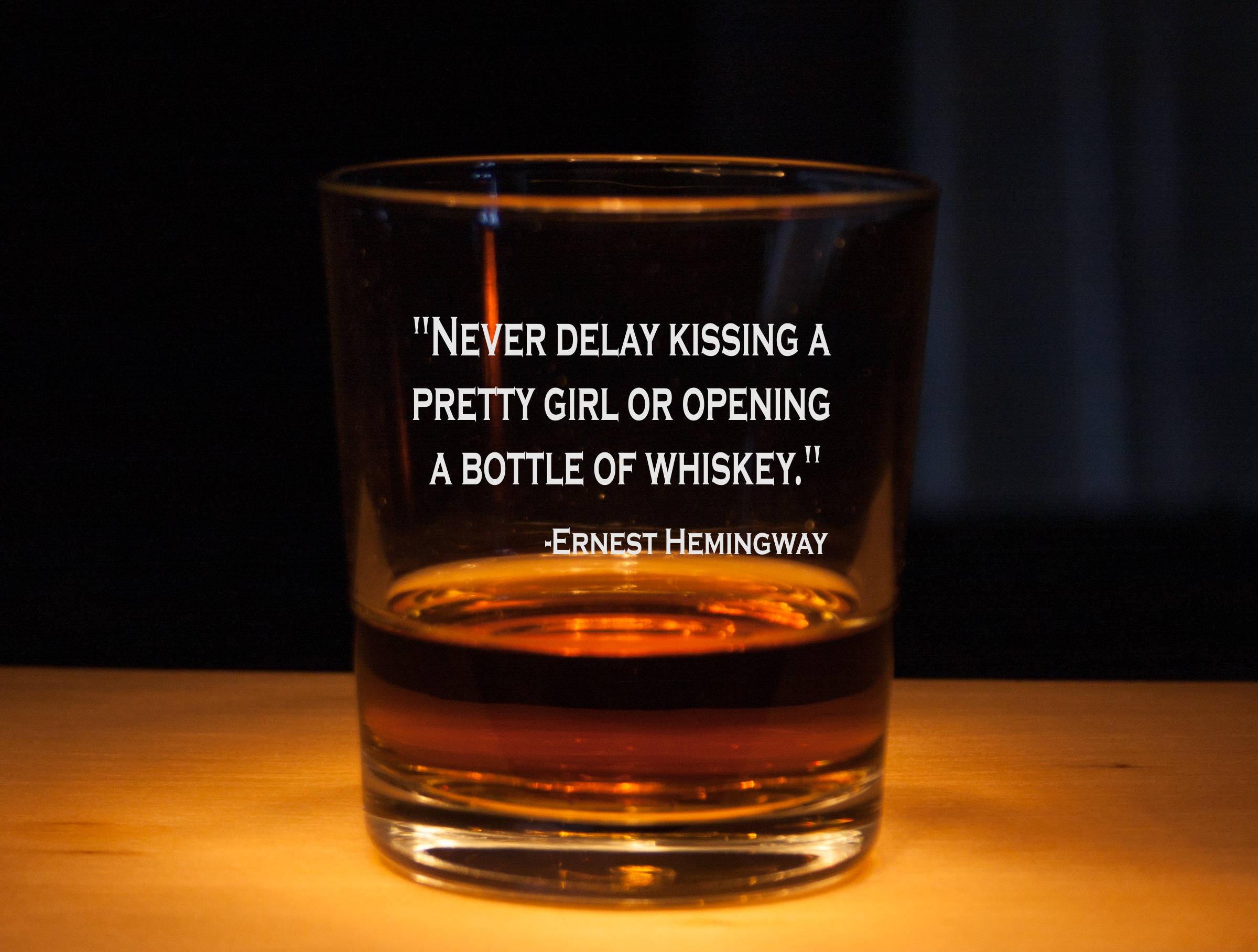 Whiskey Glass Ernest Hemingway Quote Rocks Glasses Engraved