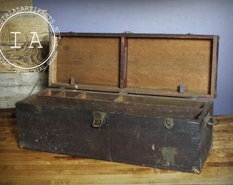 Vintage Industrial Wooden Tool Chest Trunk