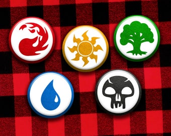 Magic the Gathering Mana Symbols Pinback Button Set