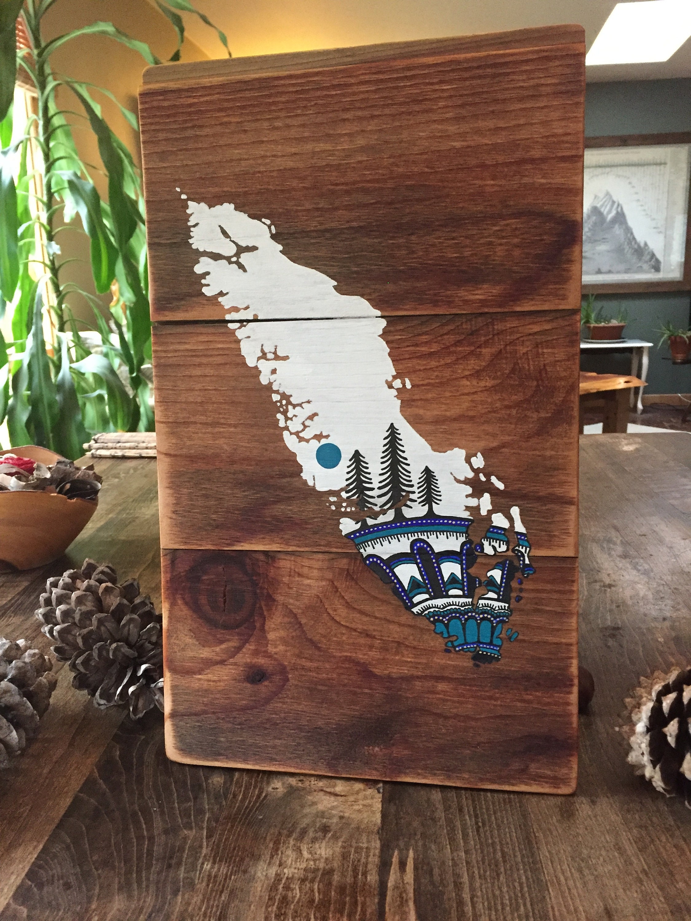 three sitka mandala medium reclaimed wood art rustic home decor gift vancouver