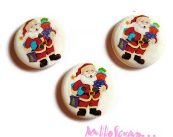 Set of 3 large buttons decorated Christmas 30 mm scrapbooking embellishment 1 *.