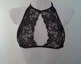 The teardrop halter lace bralette