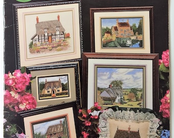 English Cottages - vintage counted cross stitch booklet - Cross My Heart Inc.