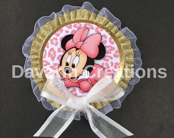 12 Minnie/Minnie Mouse/Minnie Mouse decoration/Minnie baby girl/Minnie baby/it's a girl/Guest pin/Baby shower/Baby shower supplies/Pink/baby