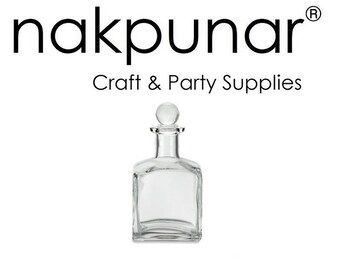 1 pcs Clear Square Glass Bottle With Glass Stopper - 7 oz (210 ml)