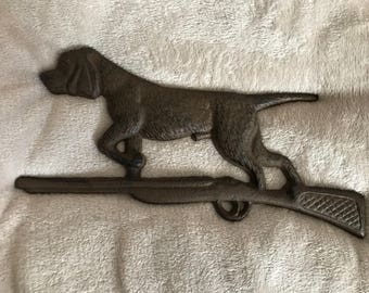 Dog Rifle Cast Iron Wall Art