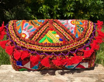 Embroidered Afghani bag, vintage boho bag, Gujarati bag, Indian bag, Banjara bag, crossbody bag, bohemian bag