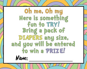 Dr. Seuss Diaper Raffle Ticket for Baby Shower
