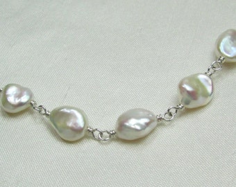 Pearl Bridesmaid Jewelry Set of 4, Real Pearl Necklace Bridesmaid Gift Keshi Pearl Necklace Bridesmaid Necklace Wedding Jewelry