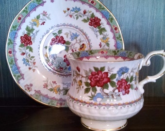 queens rosina bone china flower of amaron english cup and saucer