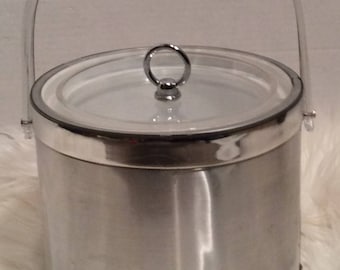 Vintage Ice Bucket Brushed Chrome Georges Briard