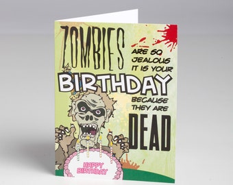 Jealous Zombie Birthday Card with Envelope