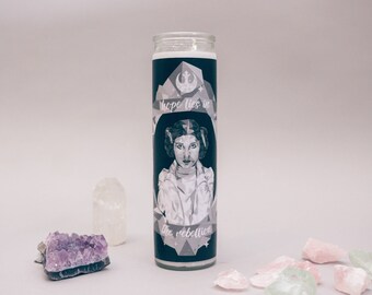 Saint Princess Leia // Pop Culture Devotional Candle, 7 Day Candle, Altar, Wild Spirit, Inner Strength, Carrie Fisher, Meditation, Intention