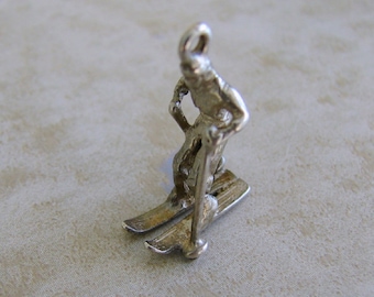 Snow Ski Man Winter Sports Sterling Silver Bracelet Charm Skier