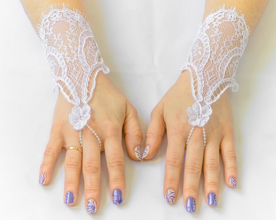 Fingerless gloves, white wedding gloves, bridal gloves, evening gloves, prom gloves 05