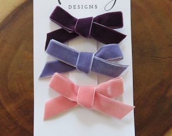 The "Pink and Purples" Velvet Bow Set