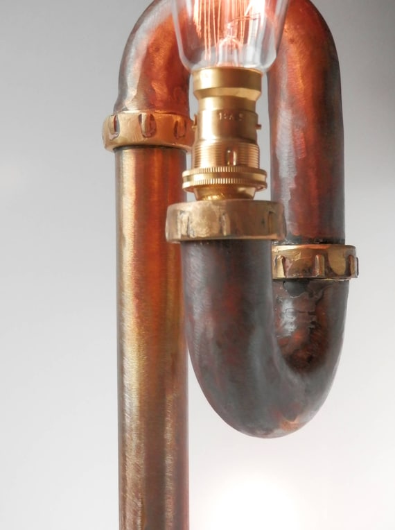 Handmade Copper and Brass Pipe Table Lamp Desk Lamp