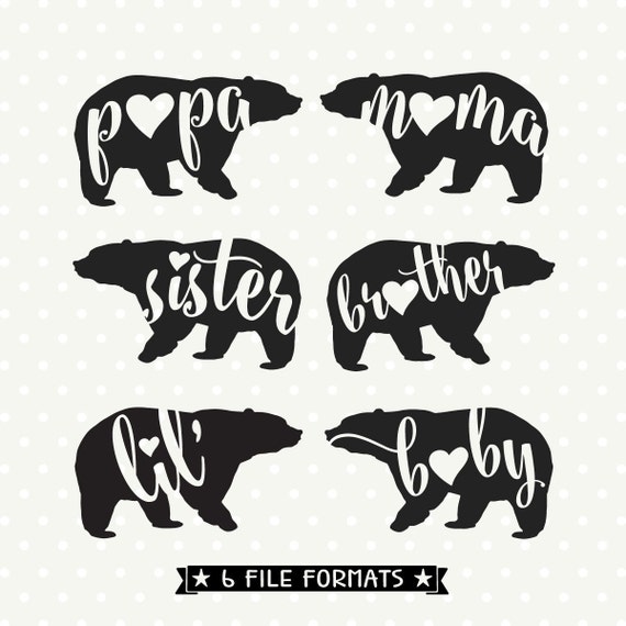 Download Bear Family DXF file Bear Silhouette file Bear Family file