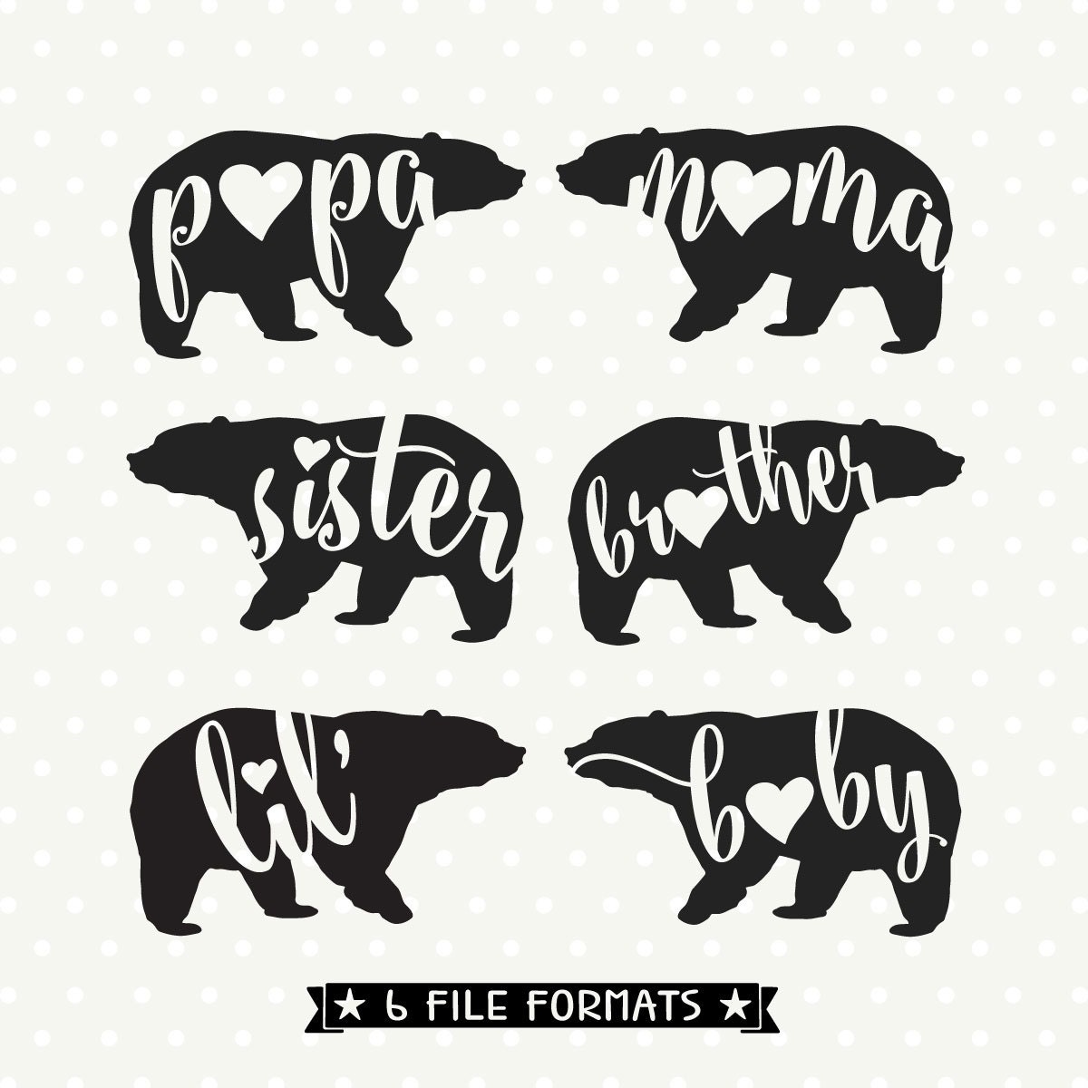 Download Bear Family DXF file, Bear Silhouette file, Bear Family file, Commercial cut files, SVG die cut ...