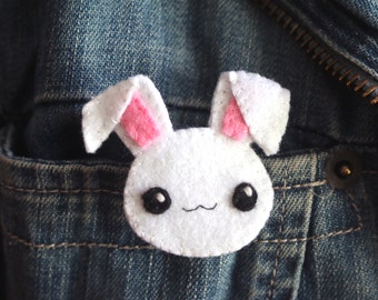 Bunny, bunny jewelry, felt jewellery, felt bunny, rabbit jewelry, bunny brooch, rabbit brooch, felt brooch, kawaii accessories, handmade