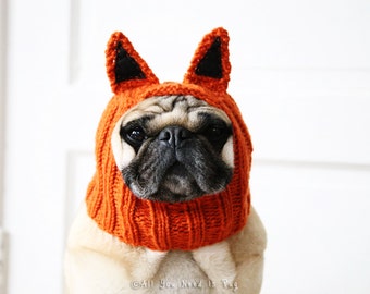Fox Dog Hat - Fantastic Little Fox Hat by All You Need is Pug® - Pug Hat - French Bulldog Hat - Dog Clothing - Handmade Gift for Pet Lovers