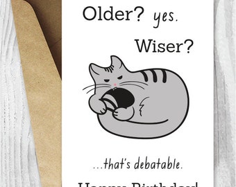 Happy Birthday Cards, Funny Printable Birthday Cards, Funny Cat Birthday Card Digital Download, Birthday for Him, Birthday for Her, Cat Fans