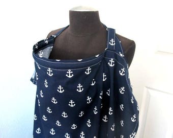Nursing Cover - Navy Blue Anchor