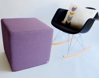 Cube/Pouf/Ottoman/Purple/Amethyst/Minimalistic /Modern Floor Pouf/ Unique Side table/ Foot Stool /Zigzag Studio Design