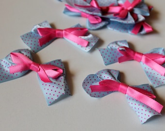 x 5 in satin ribbon bow - pink blue - Scrapbooking Cardmaking - wedding baptism birth