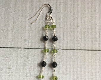 Peridot, Spinel and Sterling Silver Earrings - Free U.S. Shipping