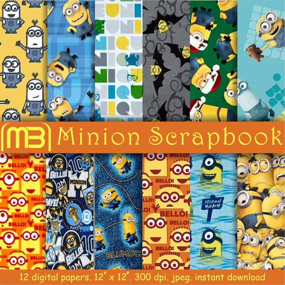 Minion pattern digital paper pack printable papers