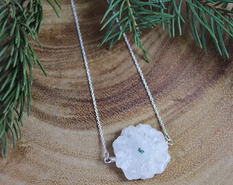 Stalactite Sterling Silver Pendant, Stalagmite, Bar Necklace, Natural, Necklace, Teardrop, Quartz Necklace, Wire Wrap, Ready to Ship