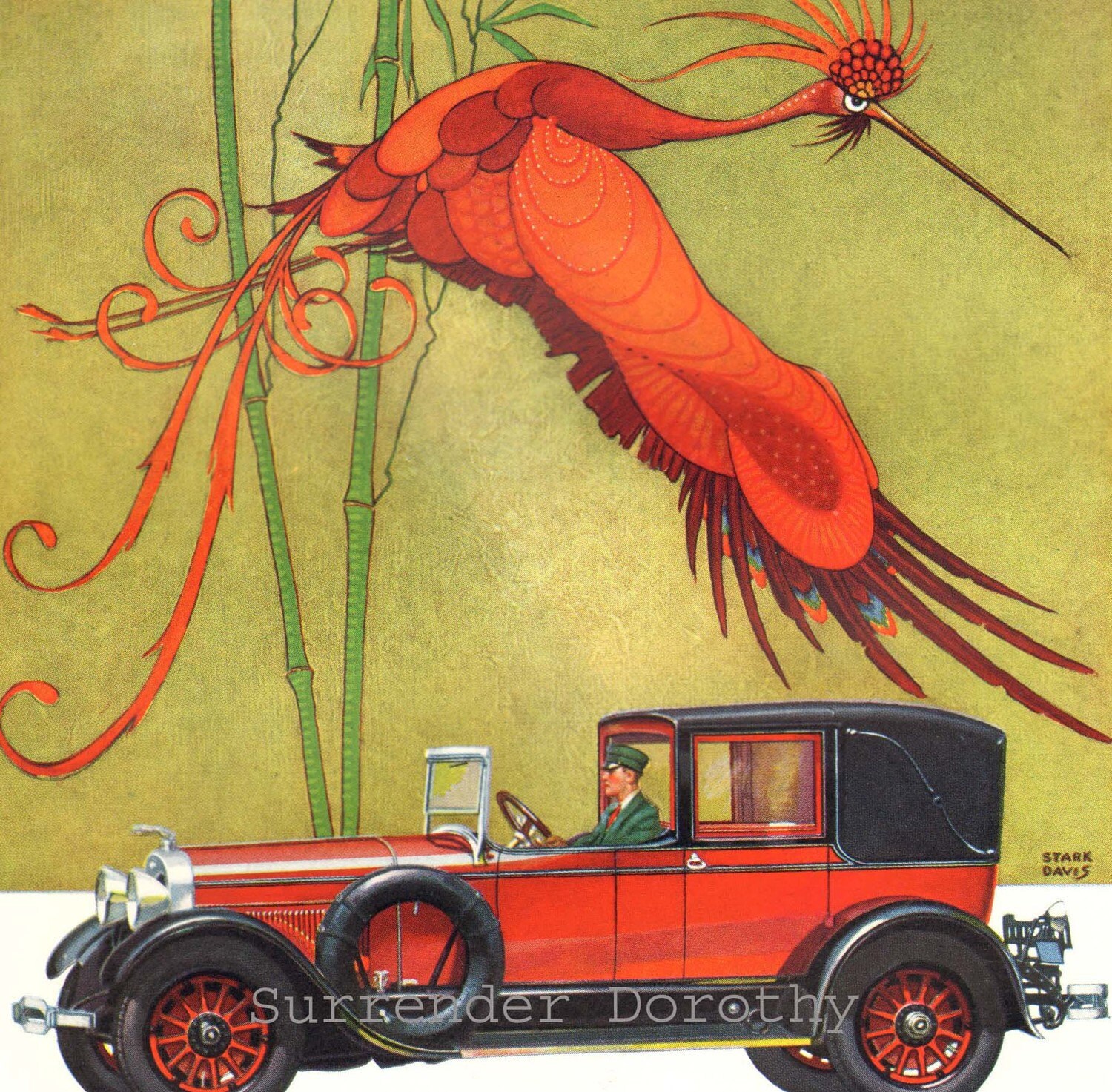 Download Lincoln Touring Car Advertisement 1926 Art Deco Color