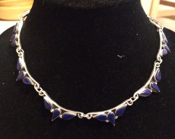 Vintage Sterling Silver Lapis Southwest Necklace