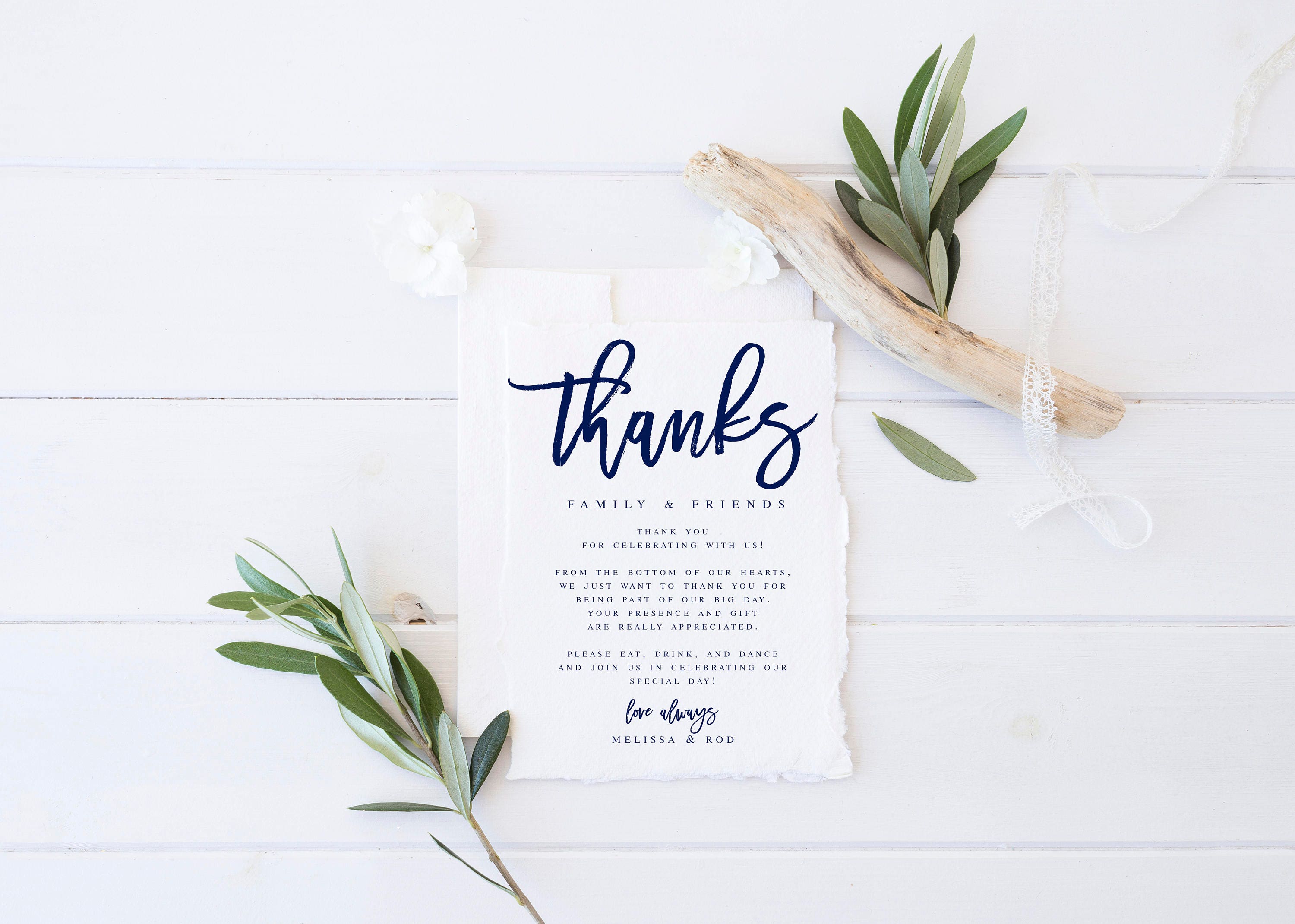 Thank You Note Template Wedding