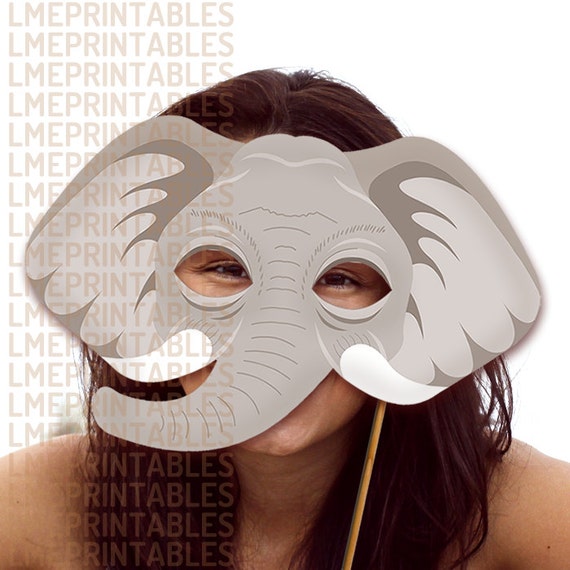 Elephant Printable Mask Gray DIY Safari Jungle Animal Masks