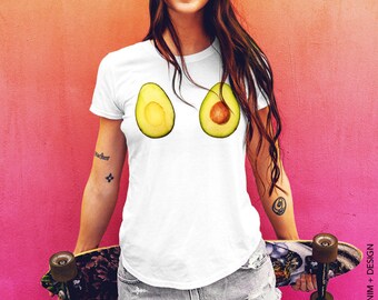Avocado Shirt,Vegan Shirt,Avocado,Avocado t shirt,Avocado tshirt,Gift for Her, womens t-shirt - Avocado Chest Shirt - The Boyfriend Tee