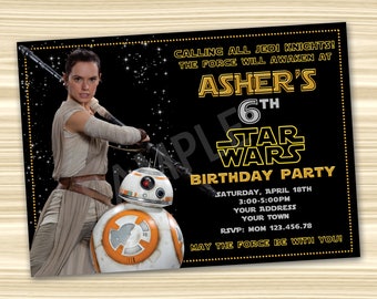 Star Wars Invitation. Star Wars Birthday Invitation. Diy Star Wars Birthday Party. BB8 Invitation. DIGITAL FILE.