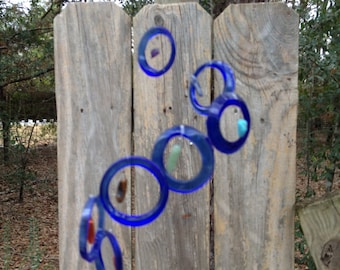 blue, natural stones, CHAKRA GLASS WINDCHIME, metaphysical wind chime, semi-precious stones, 7 Chakra series, garden decor, wind chimes