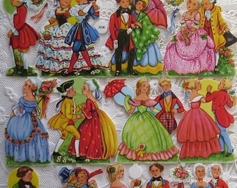 Vintage EAS Germany Die Cut Paper Scraps Dancing Couples EAS 3096A