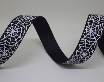 Halloween spiders web grosgrain ribbon 15mm