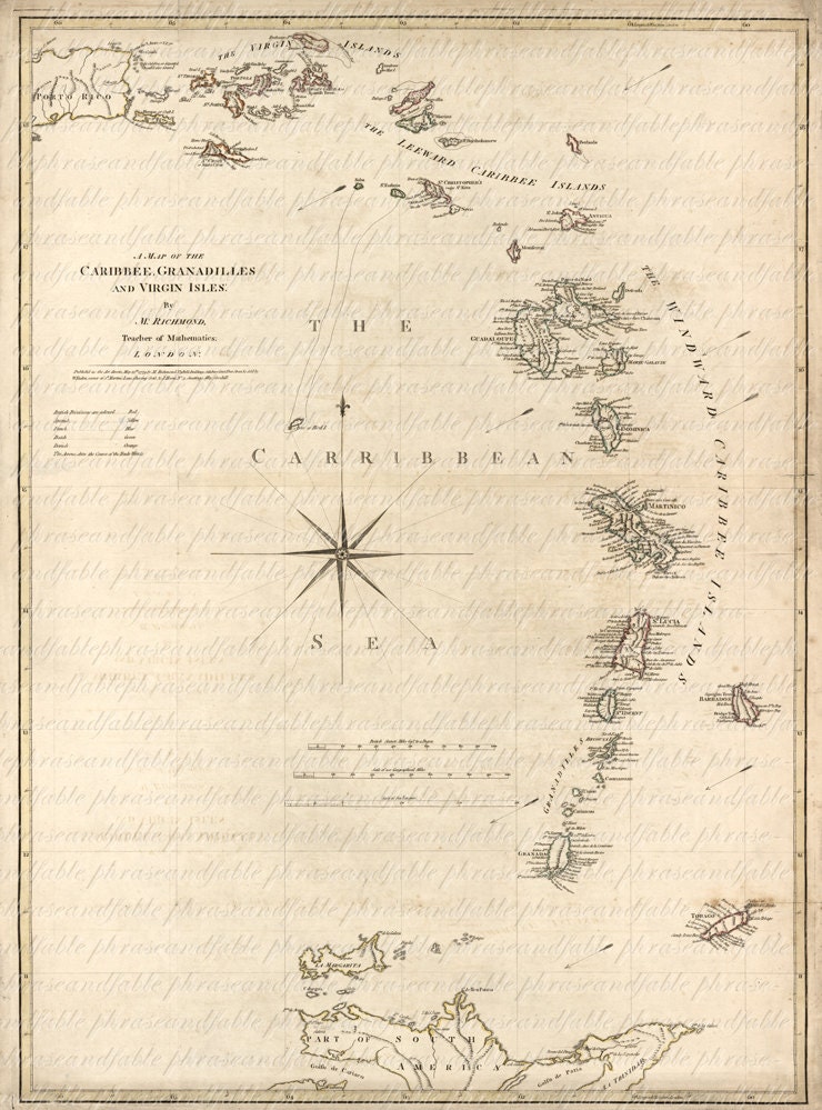 Map Of The Caribbean Sea From 1700s 114 West Indies Map Of The Caribbean Sea From 1700s 114 West Indies